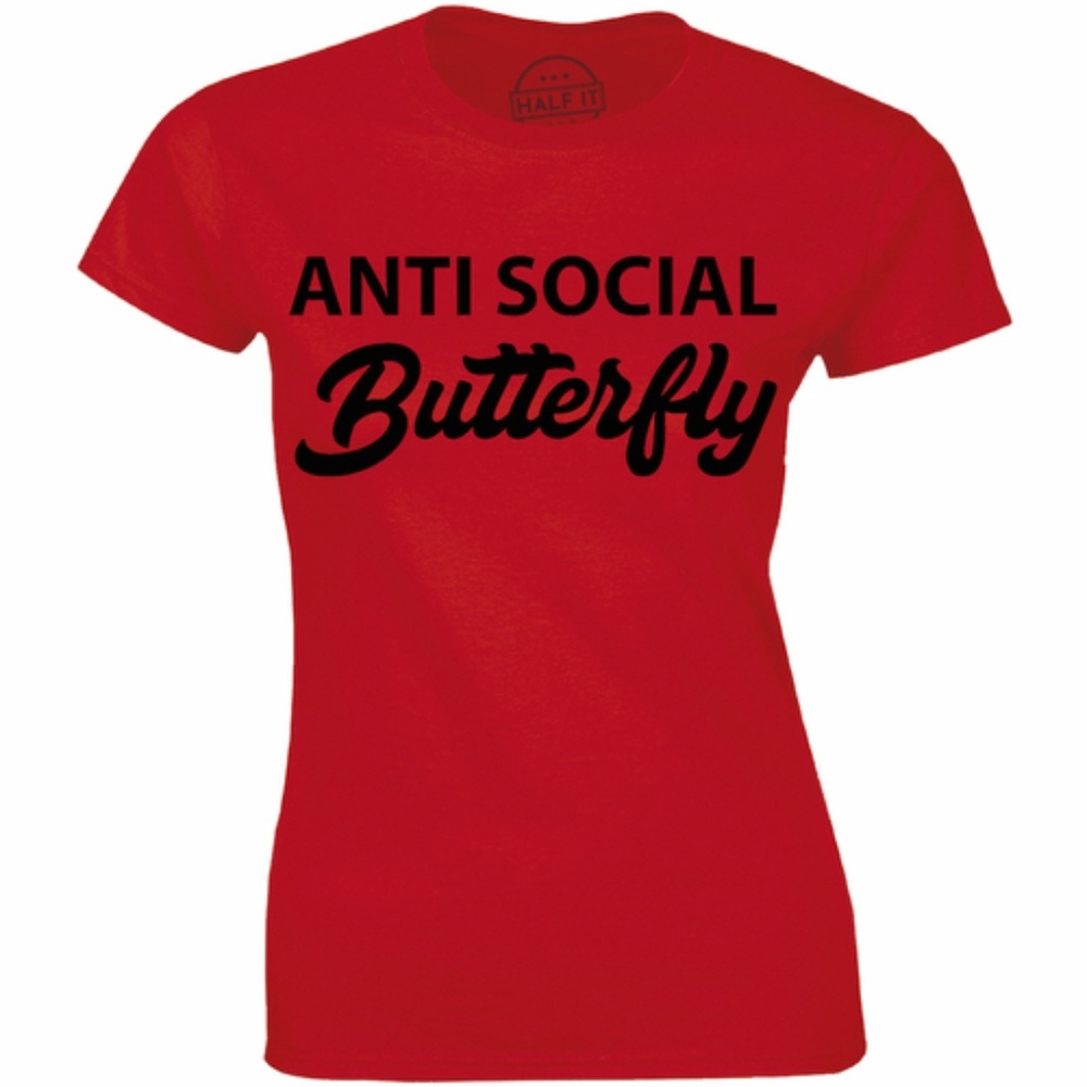 Anti-Social Butterfly Humorous Funny T-shirt Tee